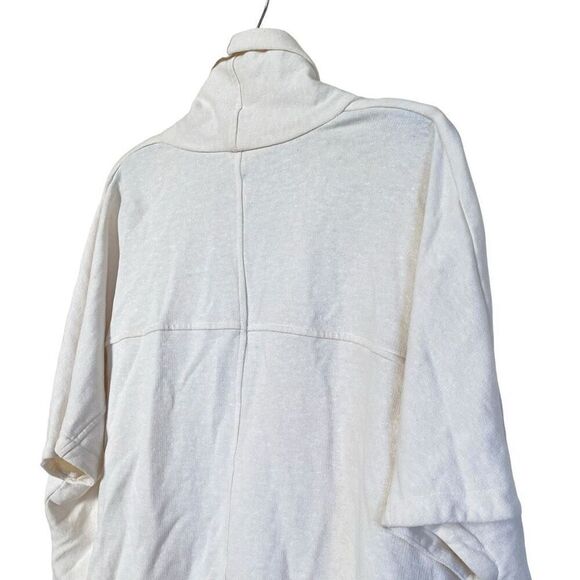 Eileen Fisher Ecru Oversized Cotton Terry Side Tie Kimono Wrap Jacket Large - Picture 7 of 15